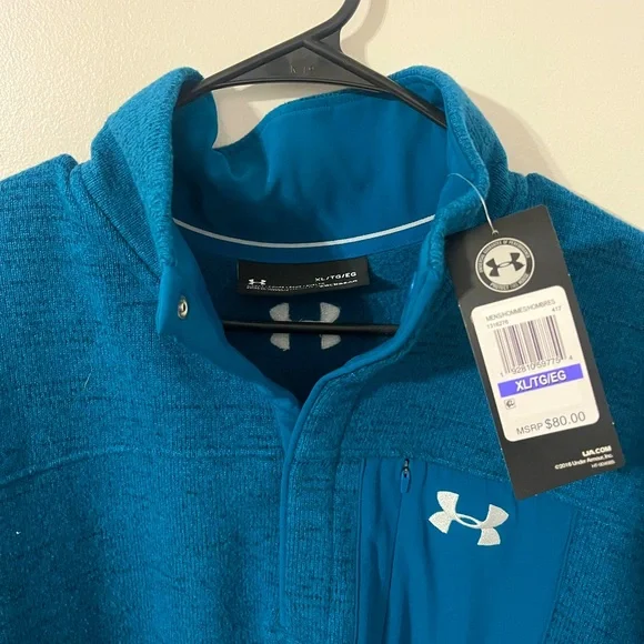 Under Armour Men’s Fleece Quarter Zip Coldgear - Turquoise New With Tags - Picture 3 of 3